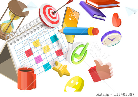 3D  Conceptual Illustration of Planning Schedule 113403387