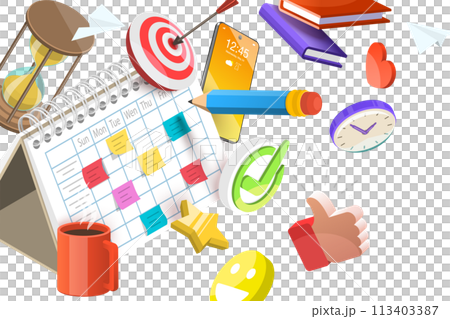 3D  Conceptual Illustration of Planning Schedule 113403387