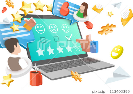 3D  Conceptual Illustration of Customer Satisfaction 113403399