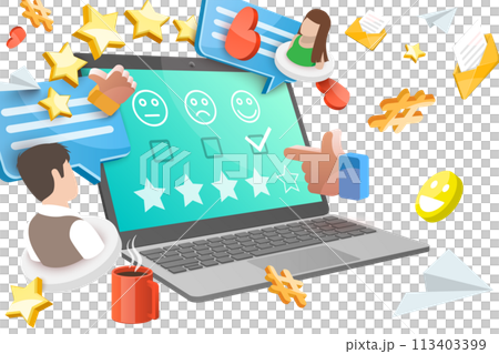3D  Conceptual Illustration of Customer Satisfaction 113403399