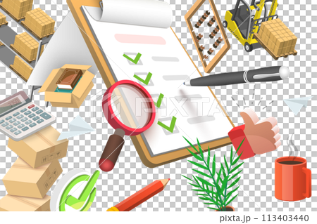 3D  Conceptual Illustration of Product Inventory Management 113403440