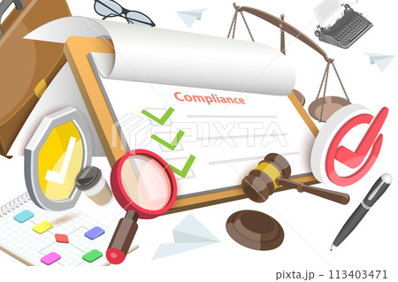 3D  Conceptual Illustration of Regulation Compliance 113403471