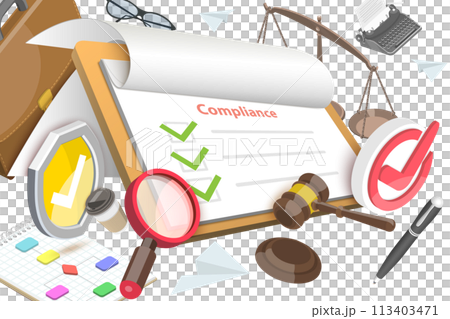 3D  Conceptual Illustration of Regulation Compliance 113403471