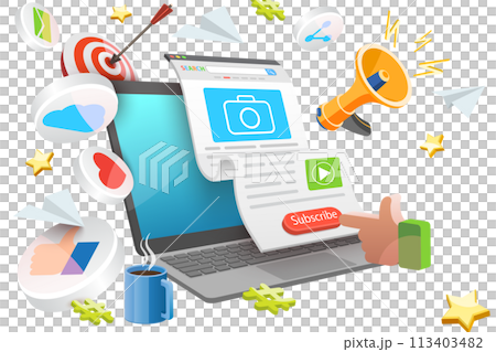 3D  Conceptual Illustration of CTA as Call To Action 113403482
