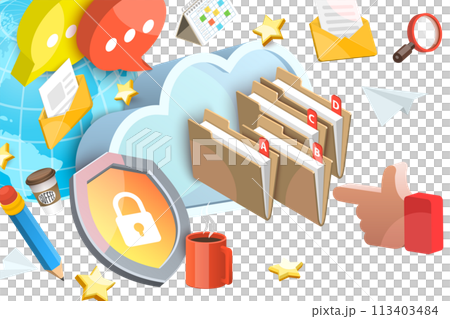 3D  Conceptual Illustration of Paperless Office 113403484