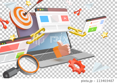 3D  Conceptual Illustration of Link Building 113403487