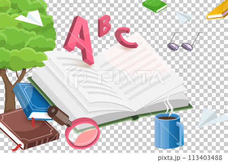 3D Conceptual Illustration of Dictionary Search 3D Conceptual Illustration of Dictionary Search 113403488