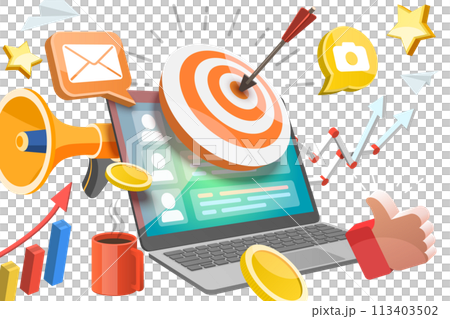 3D  Conceptual Illustration of Audience Target Strateg 113403502