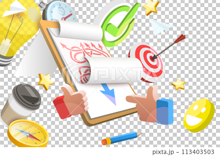 3D  Conceptual Illustration of Finding a Simple Solution 113403503