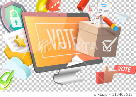 3D  Conceptual Illustration of Vote Online 113403513