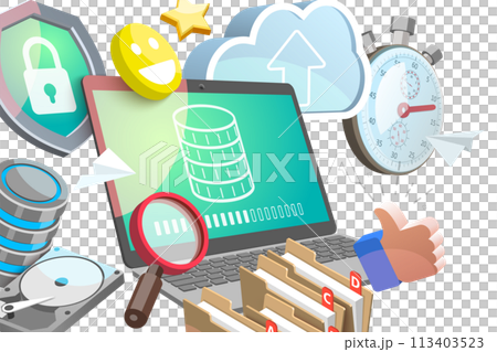 3D  Conceptual Illustration of Data Recovery Service 113403523