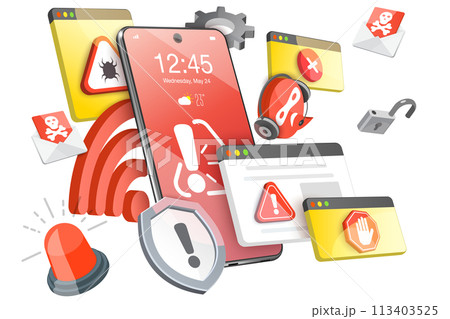 3D Conceptual Illustration of Mobile Fraud 3D Conceptual Illustration of Mobile Fraud 113403525