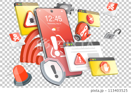 3D Conceptual Illustration of Mobile Fraud 3D Conceptual Illustration of Mobile Fraud 113403525