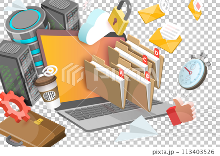 3D  Conceptual Illustration of Digital Office 113403526
