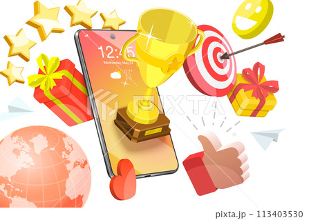 3D Conceptual Illustration of Online Award 3D Conceptual Illustration of Online Award 113403530