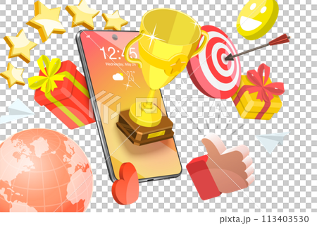 3D Conceptual Illustration of Online Award 3D Conceptual Illustration of Online Award 113403530