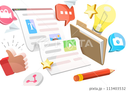 3D  Conceptual Illustration of Storytelling Marketing 3D  Conceptual Illustration of Storytelling Marketing 113403532