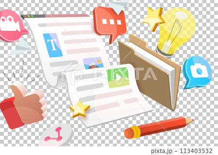 3D  Conceptual Illustration of Storytelling Marketing 3D  Conceptual Illustration of Storytelling Marketing 113403532