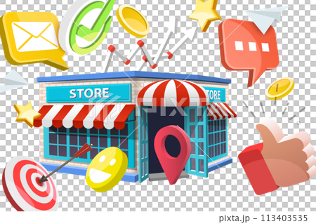 3D  Conceptual Illustration of Small Business SEO 113403535