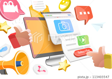 3D Isometric Flat  Conceptual Illustration of CTA - Call to Action 113403547