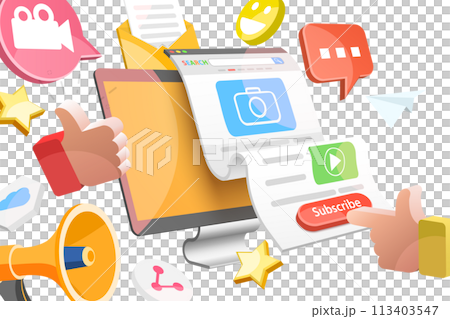 3D Isometric Flat  Conceptual Illustration of CTA - Call to Action 113403547