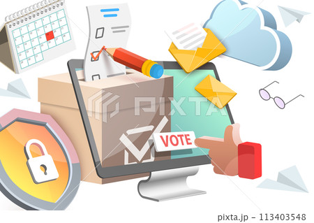 3D Conceptual Illustration of Online Voteのイラスト素材 [113403548] - PIXTA