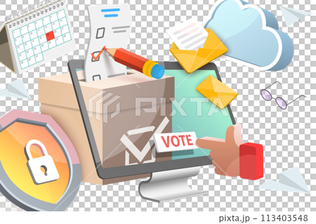 3D Conceptual Illustration of Online Vote 3D Conceptual Illustration of Online Vote 113403548