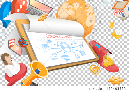 3D Conceptual Illustration of Omnichannel 3D Conceptual Illustration of Omnichannel 113403553