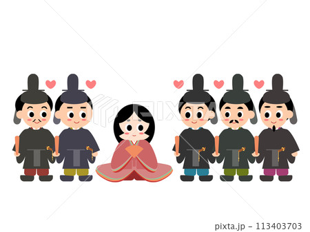 かぐや姫と5人の求婚者のイラスト かぐや姫と5人の求婚者のイラスト 113403703