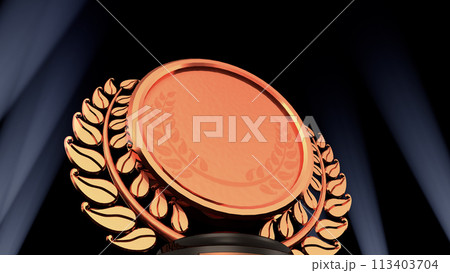 表彰台 賞 トロフィー 授賞式 アワード セレモニー CG 3Dイラスト 113403704