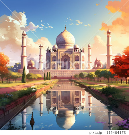 Taj Mahal Emerging Through Forest: Combining Historical Grandeur and Modern-Day Agra Taj Mahal Emerging Through Forest: Combining Historical Grandeur and Modern-Day Agra 113404178