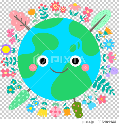 World Earth Day Hand Drawn Cute natural Earth Illustration Vector Set 113404488