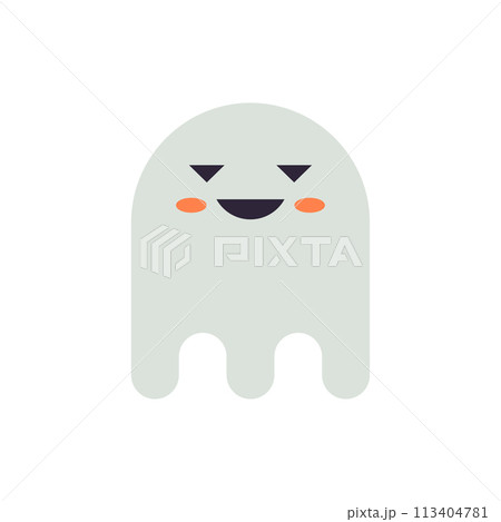 Smiling ghost cute funny alien bacteria...のイラスト素材 [113404781] - PIXTA