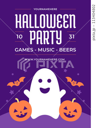 Halloween kids music party creepy holiday celebration flyer poster design template vector flat Halloween kids music party creepy holiday celebration flyer poster design template vector flat 113404802