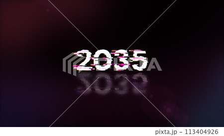 2035 text with screen effects of technological glitches 113404926