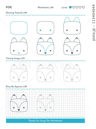 How to Draw Doodle Cow, Cartoon Character Step by Step Drawing Tutorial. Activity Worksheets For Kids 113404944
