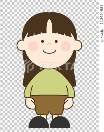 中分瀏海長髮可愛女孩-插圖素材 [113404983] - PIXTA圖庫