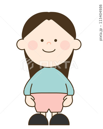 前髪センター分けのロングヘアのかわいい女の子 前髪センター分けのロングヘアのかわいい女の子 113404986