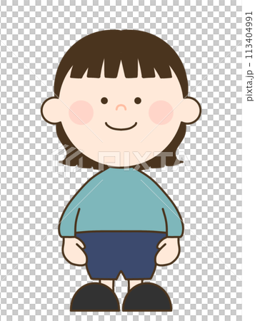 ショートヘアで外はねしてるかわいい女の子 113404991
