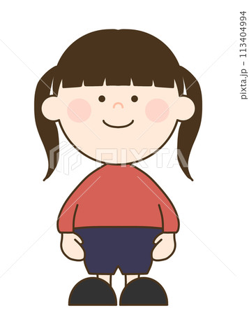 二つ縛りのかわいい女の子 二つ縛りのかわいい女の子 113404994