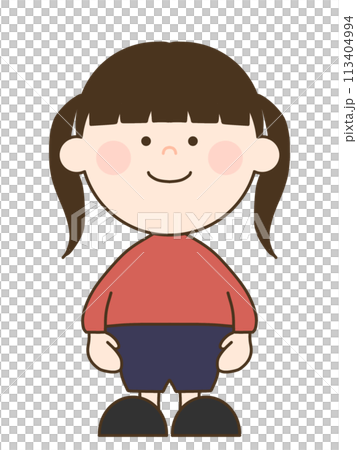 二つ縛りのかわいい女の子 二つ縛りのかわいい女の子 113404994