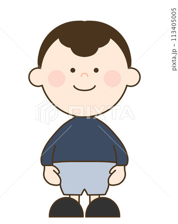 二頭身の前髪くるくるのかわいい男の子 113405005