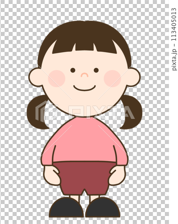 Cute girl with two heads tied up 113405013