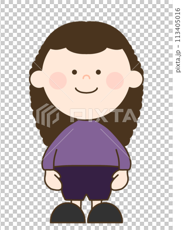 A cute girl with curly hair and a two-headed figure 113405016