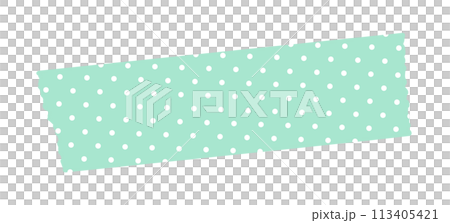 切割柔和的綠色和白色圓點遮蔽膠帶 - 時尚可愛的裝飾材料 113405421