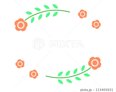 レトロな草花のフレーム 113405831