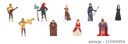 Medieval People Character from Fairytale and Legend Vector Set 113405954