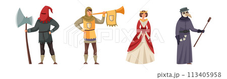 Medieval People Character from Fairytale and Legend Vector Set 113405958