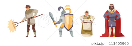 Medieval People Character from Fairytale and Legend Vector Set 113405960
