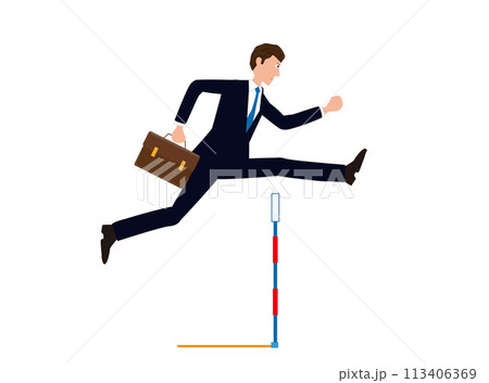 ビジネスマンが障害物を跳んでいる。 113406369